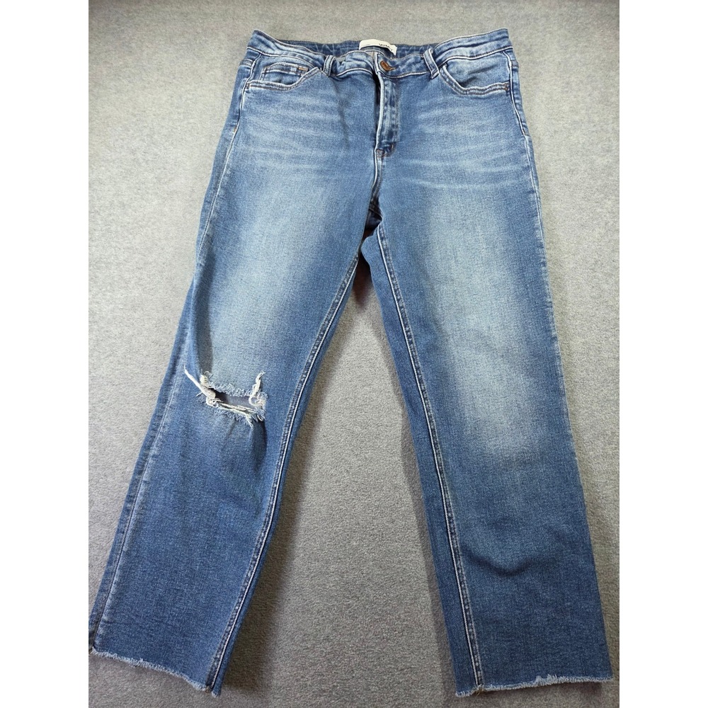 Vervet Los Angeles Distressed Raw Hem Crop Jeans Medium Wash Women's Size 32